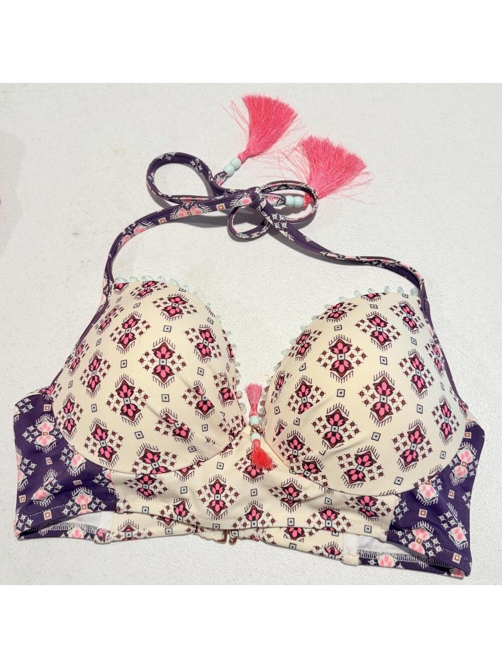 Victorias Secret Fabulous Bikini Geometric Tassels Size 36C Bottoms Size Medium